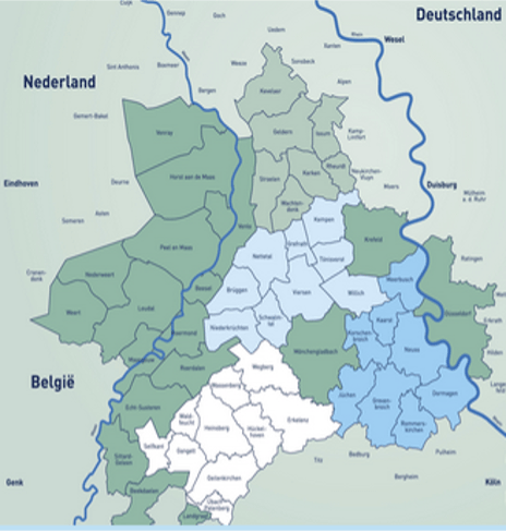 Eine Überischtskarte der Orte an denen die Friedenswege in Frankreich, Deutschland und der Schweiz vertreten sind.